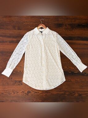 St. John Lace Button-Down Shirt